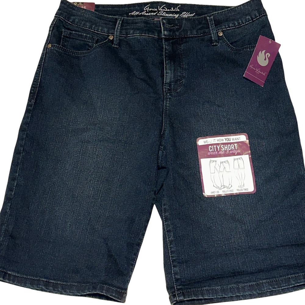 Gloria Vanderbilt City Short Denim Bermuda Size 6 NWT Dark Wash